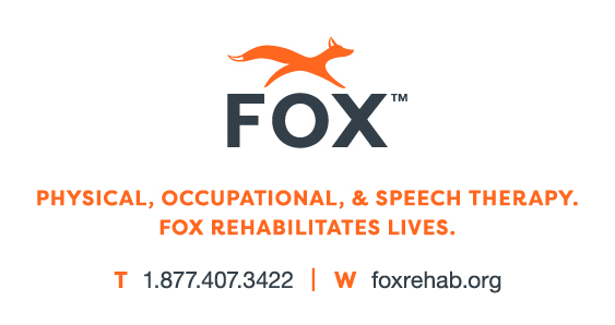 FOX Rehabilitation logo with phone number and website